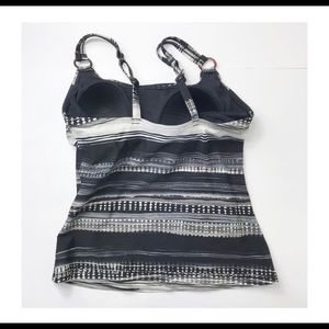 Croft & Barrow Black Grey Striped Swim Top 10